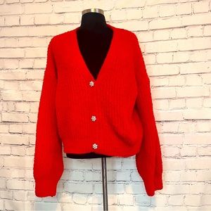 Fluffy oversized cropped cardigan- size jrs xl